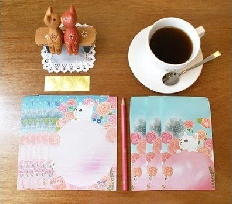 Jetoy Cat Rose Flower Garden Letter Set Letterset