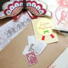 Retro Yellow Red Oriental Floral Bird Letter Set Letterset