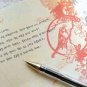 Retro Yellow Red Oriental Floral Bird Letter Set Letterset