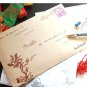 Retro Yellow Red Oriental Floral Bird Letter Set Letterset