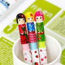 Kawaii Colorful Sakura Japanese Doll Girl Ballpoint Pens 3 In A Set