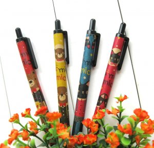 Cartoon Bear Cat Animal Recycled Paper Ballpoint Pens 4's