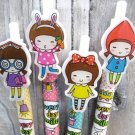 Kawaii School Girl Cartoon Colorful Ballpoint Ink Pens 4's