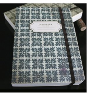 Zakka Retro Dark Greyish Green Floral Tile Pattern Design Handheld Journal Notebook