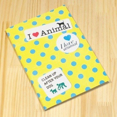 Retro Yellow Blue Polka Dots I LOVE ANIMALS Notebook Journal