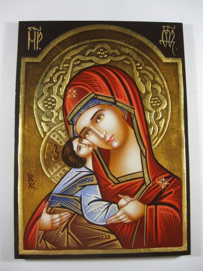 Painted on wood Romanian Orthodox Icon Holy Mother Mary & Jesus(29x21 ...