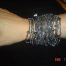 Black Diamond Glass Bead & Semi Precious Hematite Bracelet