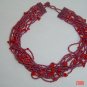 Red Coral and Lustered Seed bead Necklace