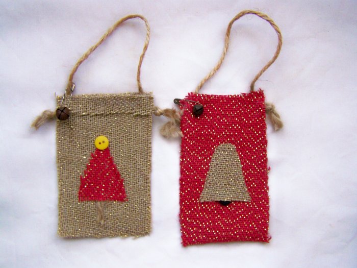 Primitive Christmas Tree Ornaments Country Stocking Rustic Bell Rusty
