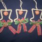 3 Country Snowman Hat Christmas Tree Ornaments Primitive Rustic Rusty Bell