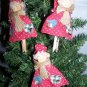 3 Primitive Santa Christmas Tree Ornaments Country Clothes Pin Ornament 1 Cent S&H