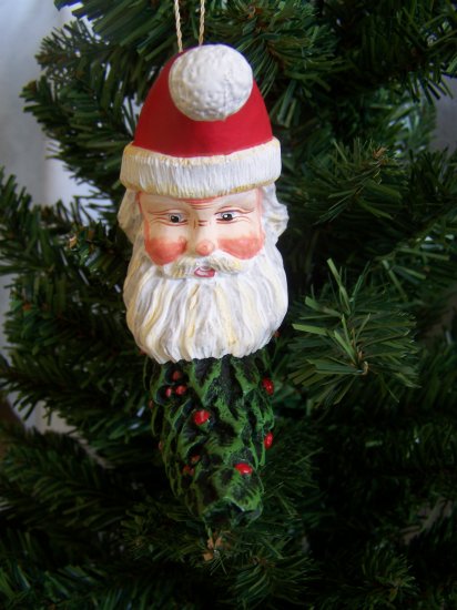 Vintage Moon Santa Christmas Ornament Holly Berry Body