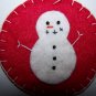 2 Red Penny Rug Felt Christmas Tree Ornaments Snowmen USA 1 Cent Shipping