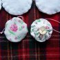 6 Vintage Roses Fabric Yo yo Penny Rug Easter Christmas Tree Ornaments Pink Cottage Rose