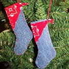 1 Cent USA S&H 2 Country Christmas Western Stocking Ornaments Denim Red Bandana