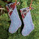 USA 1 Cent S&H Country Western Denim Stocking Ornament Black Bandana Fabric