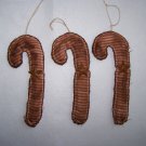 1 Cent USA S&H  3 Primitive Folk Art Candy Cane Christmas Tree Ornaments Bowl Fillers