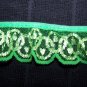 4 + Yards Vintage Lace Green Scalloped Christmas Gold Metallic Thread Ball Ornaments