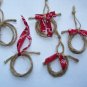 5 Mini Rope Lariat Lasso Country Western Cowboy Bandana Party Decorations Christmas Ornaments Lot