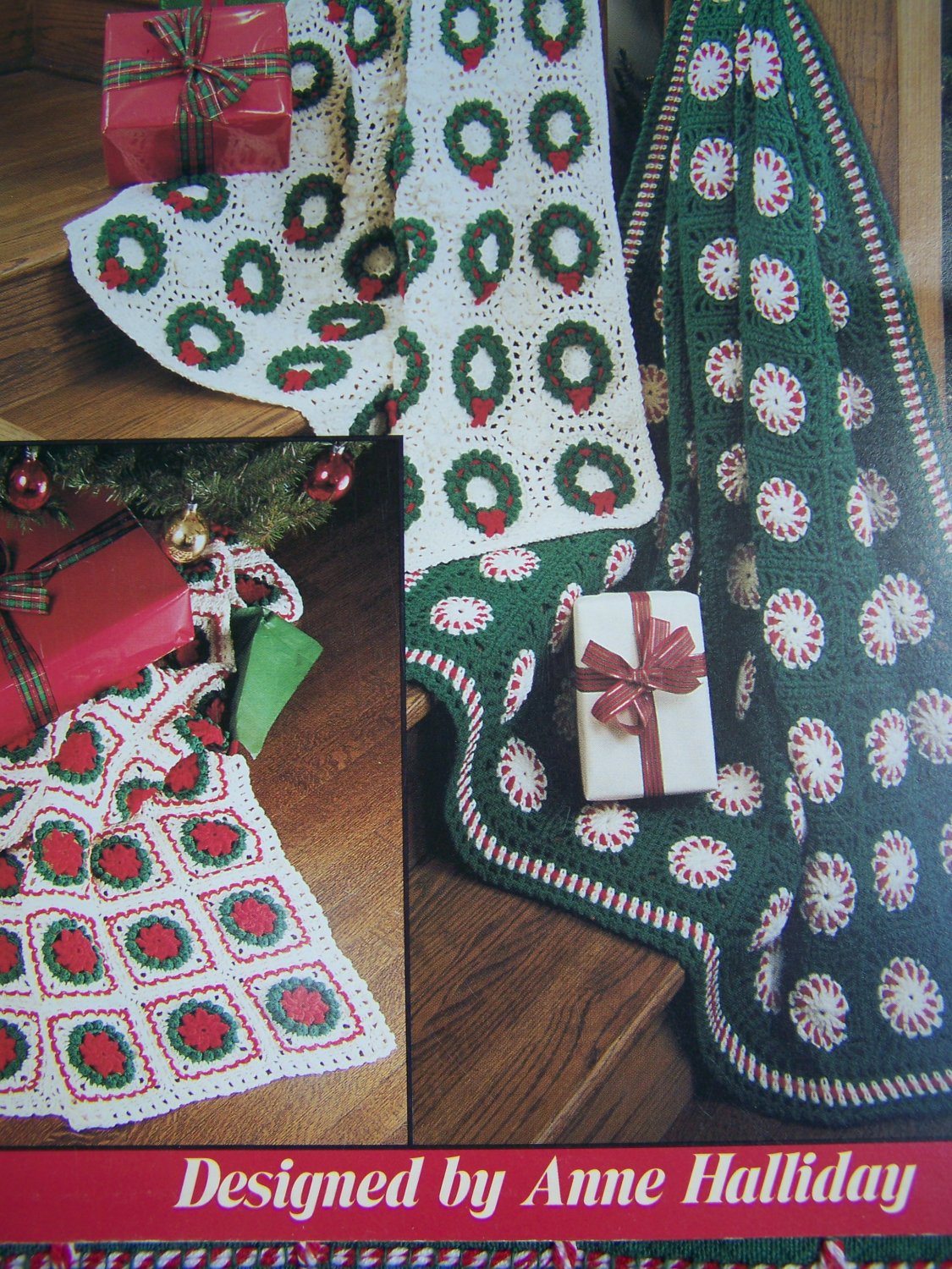 S&H Free USA 3 Vintage Crochet Christmas Afghan Patterns