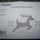 New Herrschners Stamped Embroidery Cross Stitch Reindeer Christmas Table Runner