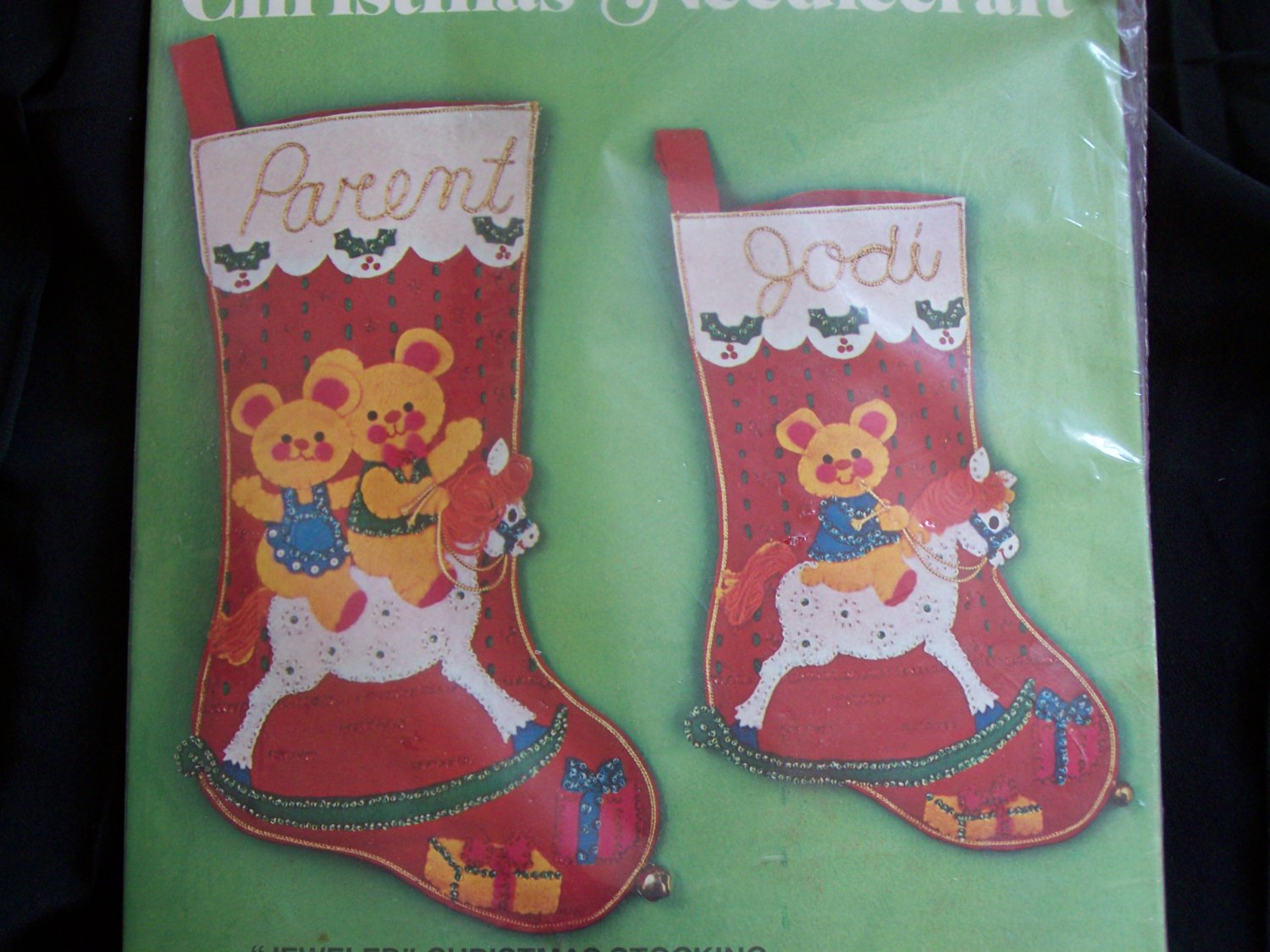 Vintage 2 Bucilla Jeweled Felt Christmas Stocking Craft Kits Three