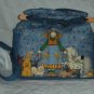 handbag, angel dog walker fabric, quilt, denim, reversible, organizer, purse