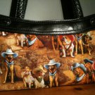 Texas cowboy hat dogs cotton fabric and denim, reversible. handmade purse