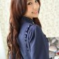 Navy Ruffle Detail Shirt Dress