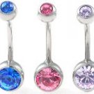 Surgical Steel Dobule Jewel Banana Belly Ring