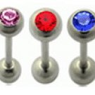 Surgical Steel Tounge Barbell with StoneBall
