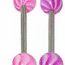 Surgical Steel Tounge Barbell with UV Fancy Wave Ball
