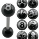 Surgical Steel Tounge Barbell With Black Painting UV Ball