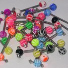 Surgical Steel Ban with uv ball & steel ball Tongue Ring