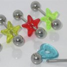 Barbell With UV or Glitter Star & Heart Donut