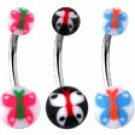Surgical Steel Banana Belley  with Butterfly uv ball