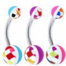 Surgical Steel Banana Belley with Checked UV Ball