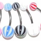 Surgical Steel Banana Belley with Fancy Wave UV Ball