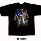 Black colour T-Shirt with Fabric printing USA Flag With Fox Design