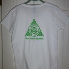 Womens Irish V-Neck T-Shirt:  Three Paths to Happiness: Malarkey - Good Craic - Shenanigans - Small