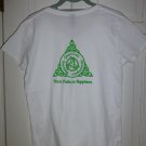 Womens Irish V-Neck T-Shirt:  Three Paths to Happiness: Malarkey - Good Craic - Shenanigans - XL