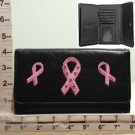 Breast Cancer - WALLET- LEATHER LOOK EMBROIDERED - PINK RIBBON (X092975)
