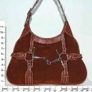 Purse - Carmel Suede Look - Leather & Metal Ring Accent (X084624)