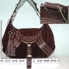 Purse - Suede Look Design Bag - Dark Brown (X84627)