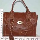 Purse - Lite Brown Leather Look designer Style w/Brass Studs (X84784)
