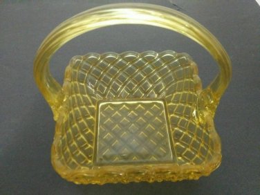 Antique Yellow Crystalline Basket...FREE SHIPPING