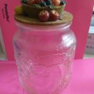 Vintage Apothecary Jar Candy Storage Clear Glass Flower Design 8" tall 5.5" wide