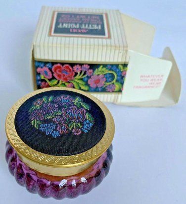AVON Petit Point purple glass Field Flowers perfume. New In Box. SHIPS FREE!!!