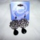 Genuine Crystal Earrings Black and Pewter