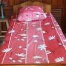 New Luxury single / twin cotton flannelle sheet set with pillowcase 425 gsm. White Silhouette pink